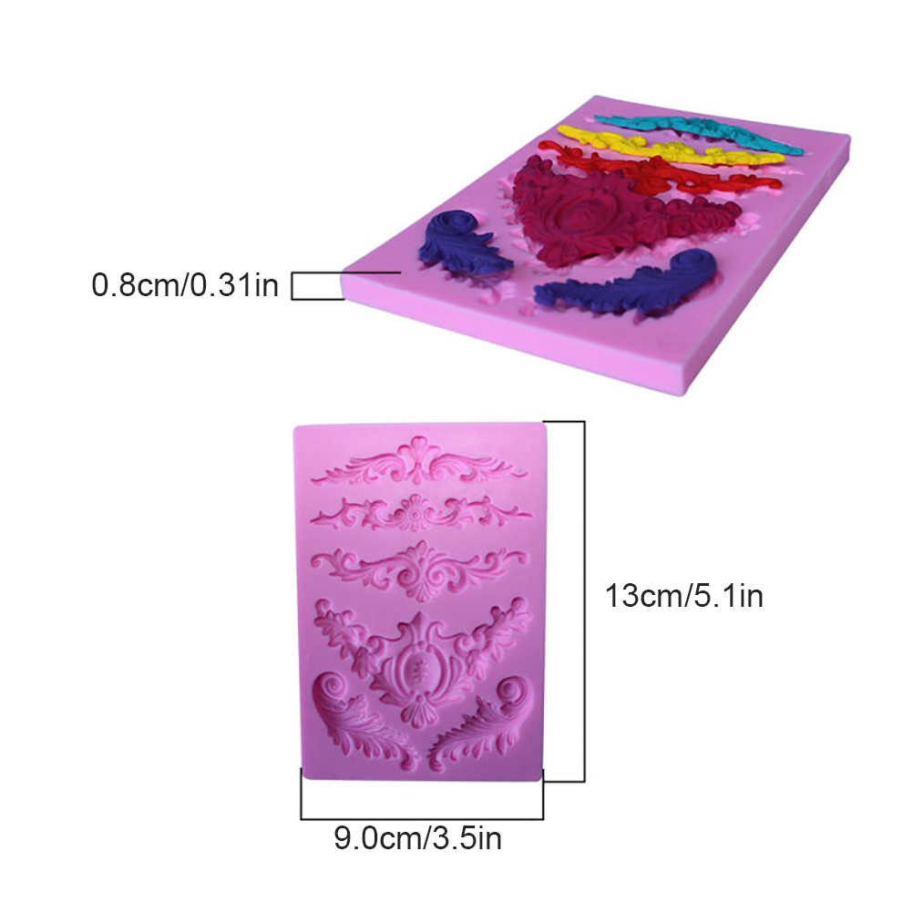 DIY 3D Sculpted Flower Baroque Scroll Silicone Mold Fondant Mold Cupcake Cake