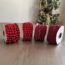 Red Faux Pearl Plastic BEADS on a String Garland ROLL Choose Size