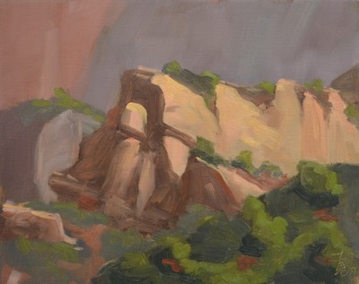 Kolob Space Train 8x10 Desert Oil Painting on Canvas Collectable Wall Art