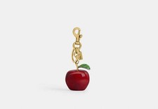 Coach Small Resin Apple Bag Charm Brass / Red Multi CY399
