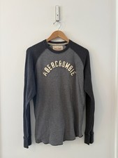 Vintage Y2K Abercrombie Muscle Shirt Raglan Raised Letter Gray Cotton Size Large