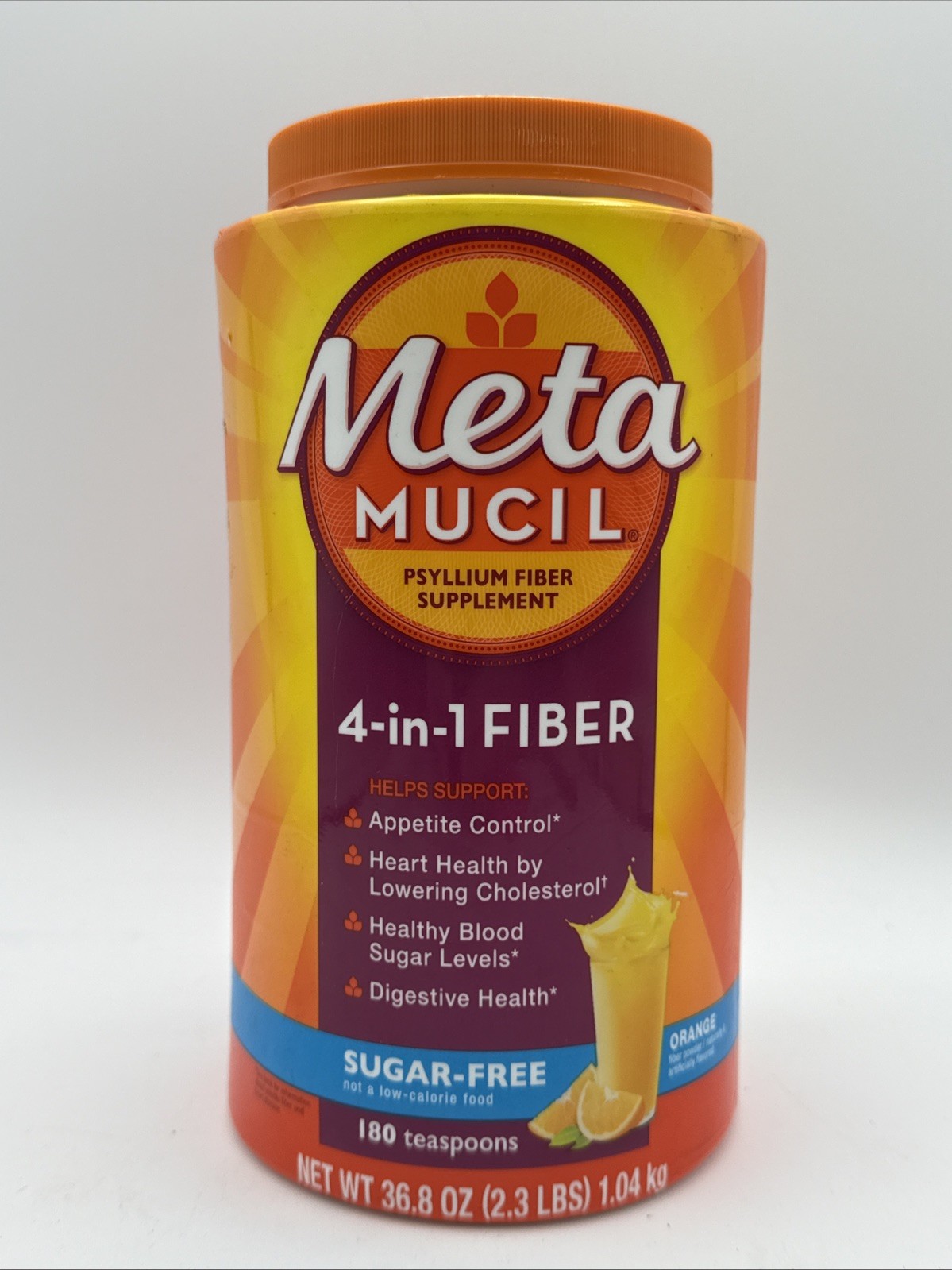Metamucil Psyllium Fiber Powder Supplement Orange Flavored - 180 Doses