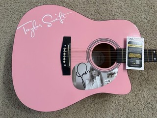 Taylor Swift Signed Pink Acoustic Guitar AUTO JSA COA w/ gig bag
