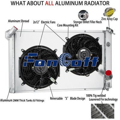 4Row Radiator Shroud Fan  fit 1973-1976 Chevy Corvette Base Stingray 5.7/7.4L V8