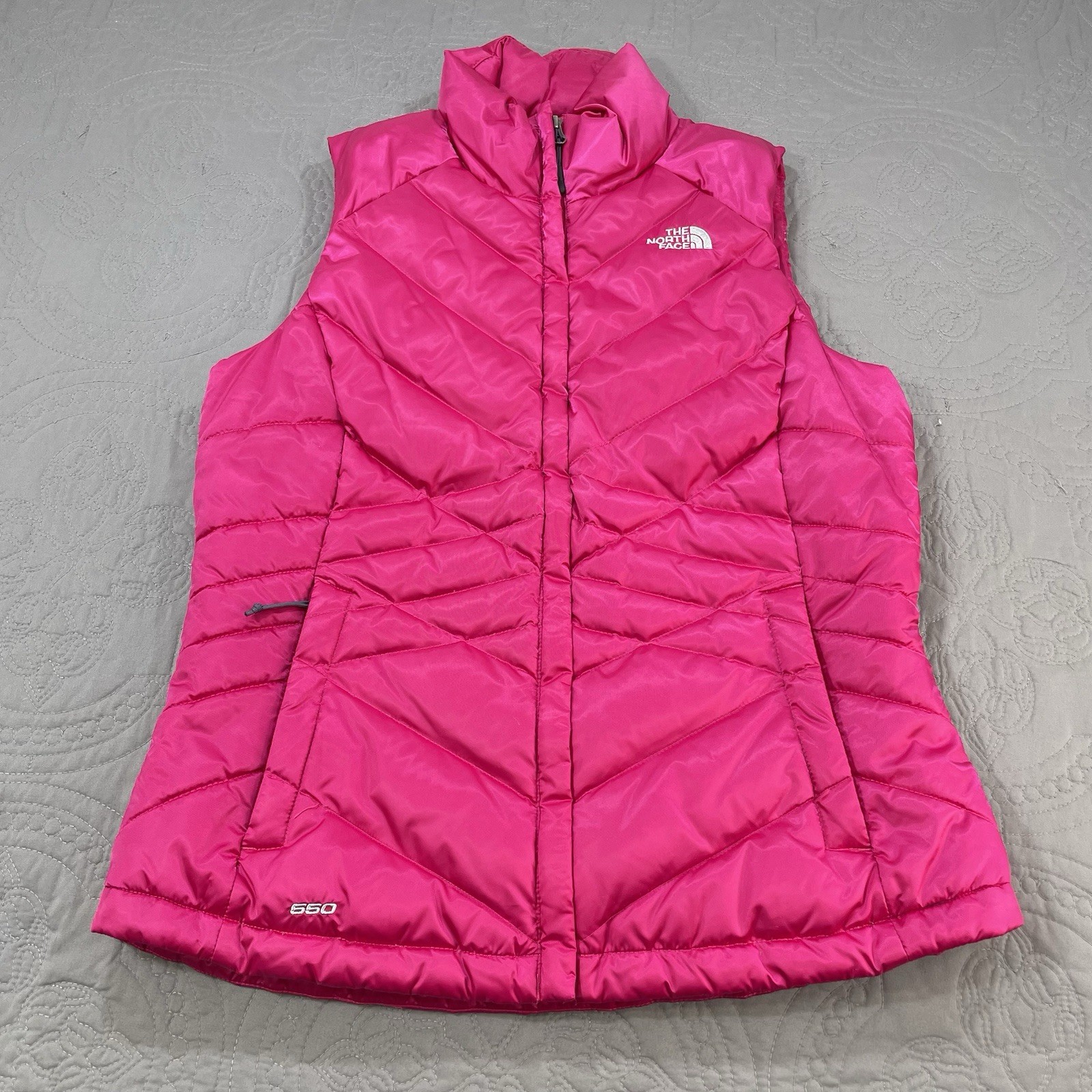 North Face Aconcagua 550 Womens Hot Pink Medium Goose Down Puffer Vest