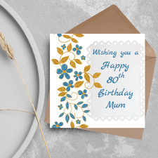 80th Birthday Card, 90th Birthday Card, Floral Birthday Card for Nan, Grandma