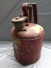 Vintage Justrite Mfg 1 Gallon Gas Can - No 114362 - Stamped 15153 on Pull Handle