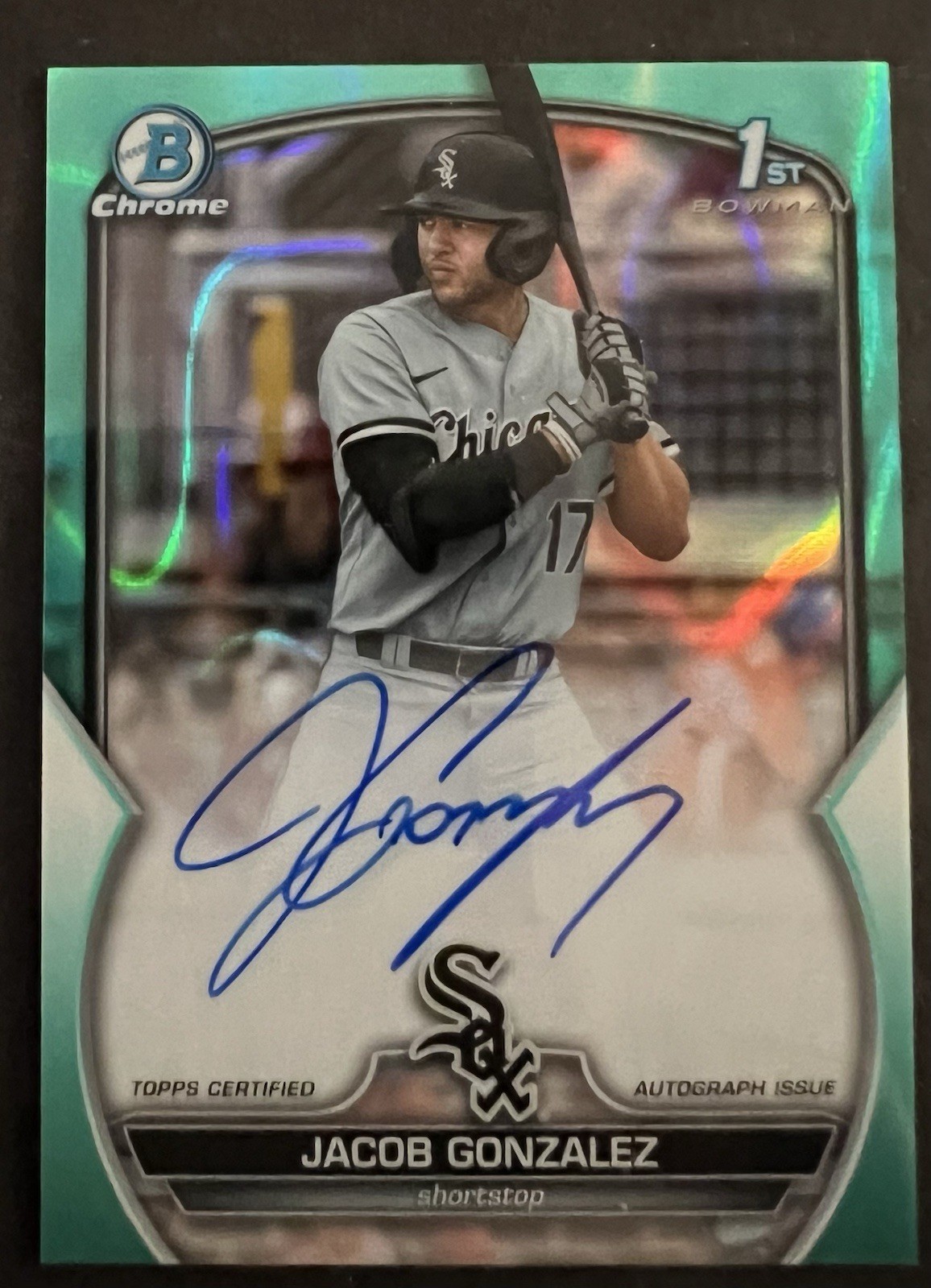 2023 Bowman Chrome Draft Jacob Gonzalez 1st Aqua Lava Refractor Auto 112/199