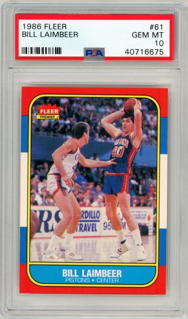 1986 Fleer #61 Bill Laimbeer PSA 10  |  Set Break