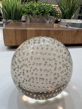 Vintage Controlled Bubble Glass Paperweight Clear Bullicante Art Glass Sphere