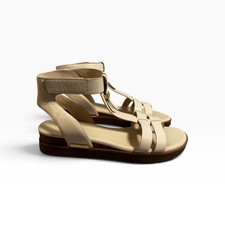 Franco Sarto Dosha Sandals Brown 10M Gladiator Platform Ankle Strap Cream