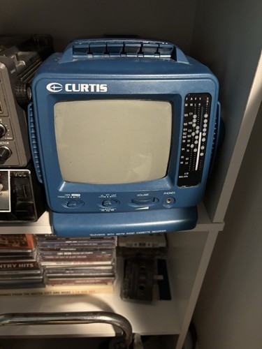 RARE Curtis Portable B&W cassette WB-FM-AM Radio CRT