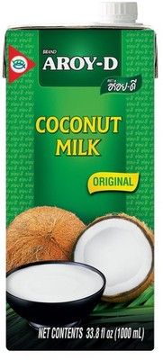 Aroy-D Coconut Milk, 33.8 Fluid Ounce (1000ml), Pack 5.63 fl oz (Pack of 6)