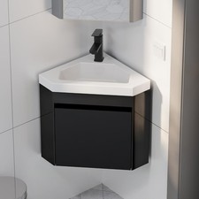 22" Corner Bathroom Vanity Sink Combo for Small Space Wall Mounted Floating