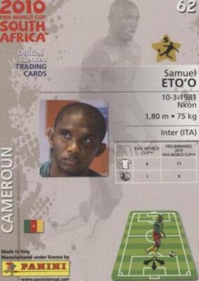 2010 Panini FIFA World Cup South Africa Samuel Eto'o #62 for sale