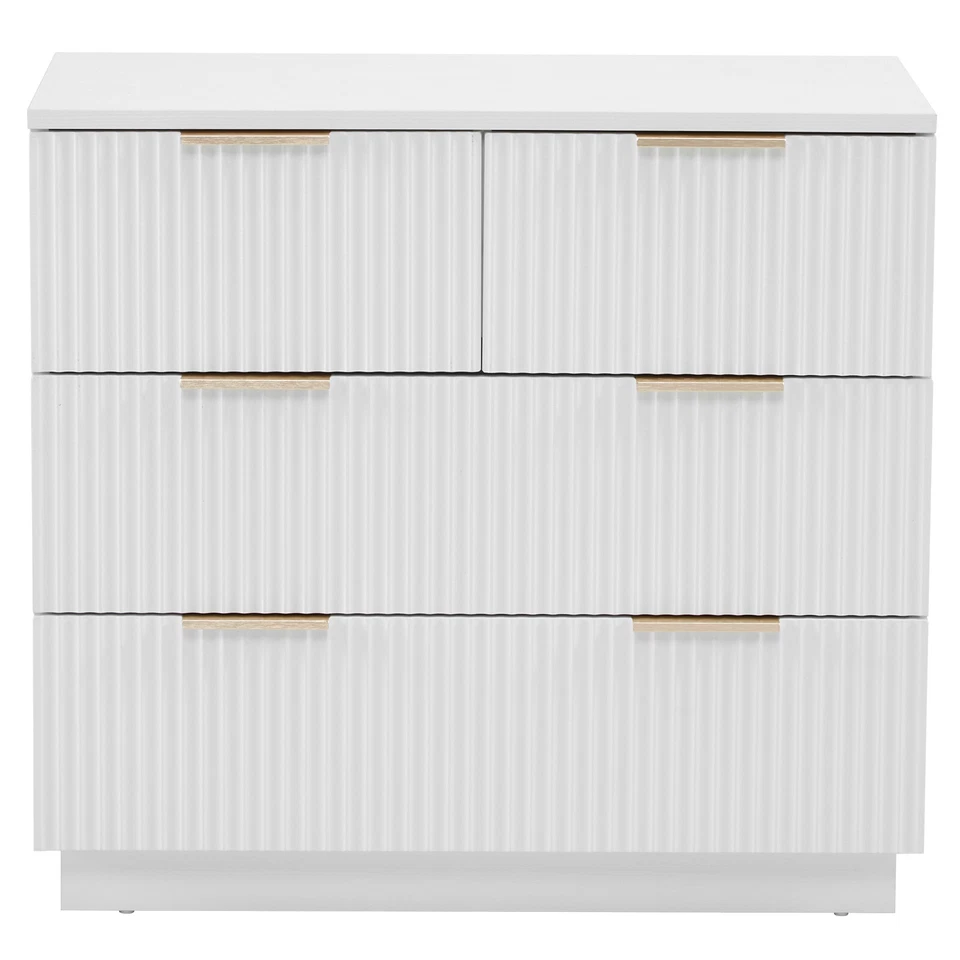 White P2 Particle Board and Density Board Wavy Pattern Drawer Bedside Cabinet - Image 3 of 4