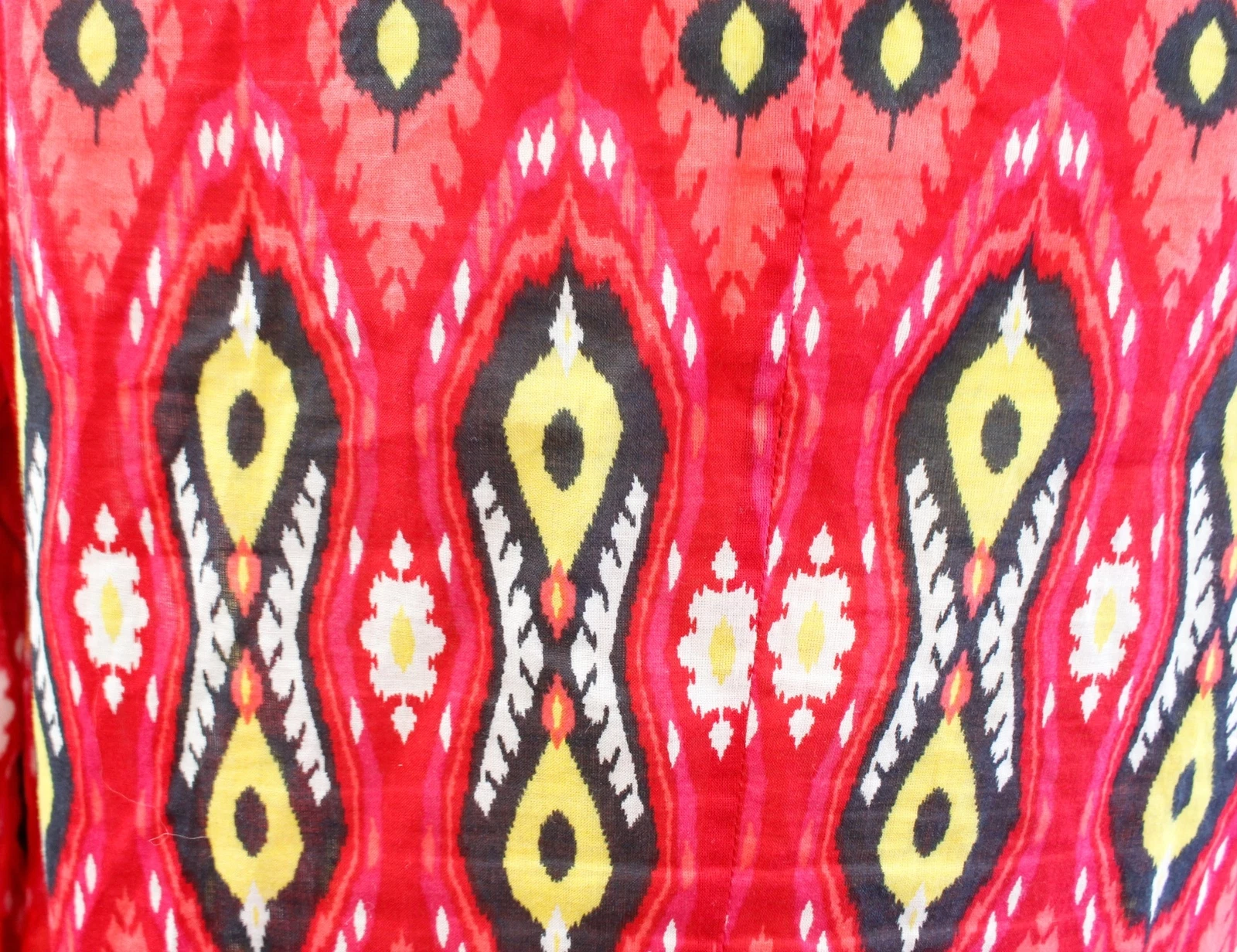 Abito a tunica con punta rosso multicolore Tory Burch stampa Ikat copertura taglia 6