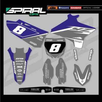 Custom MX Grafik Kit Yamaha YZ 125 250 Factory grau blau 2017 2018 2019