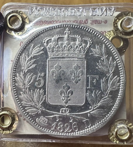 Coin France Charles X 5 Francs 1826 D Lyon Sealed Qspl Subalpina - Picture 3 of 3