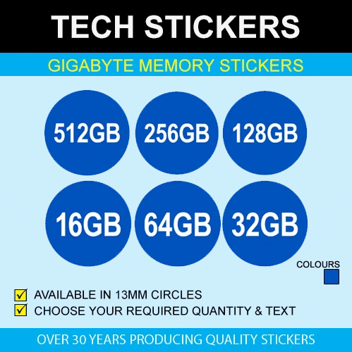 13mm 'GB' Memory Storage Stickers