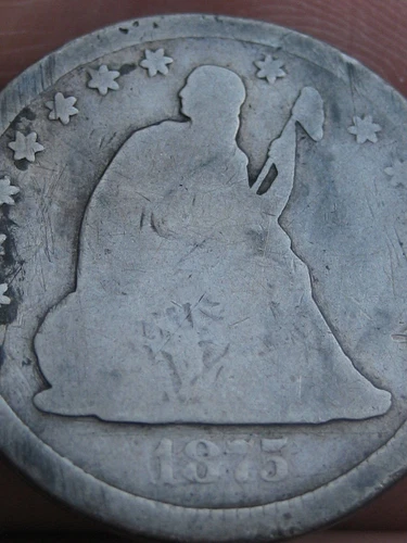 1875 CC Silver Seated Liberty Quarter- Carson City, About Good Details