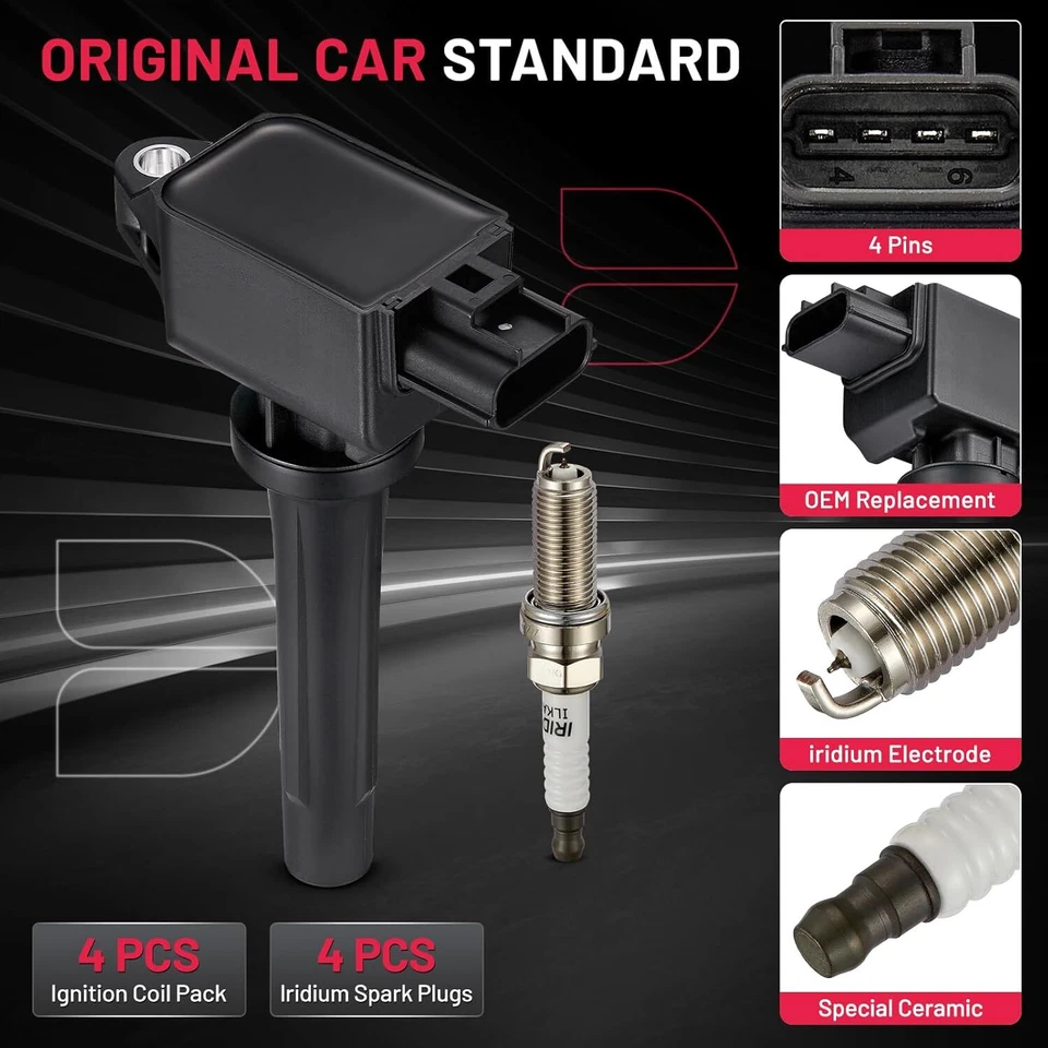 4 Ignition Bobinas Pack UF805 and Spark Plugs For 2013-2017 Mazda CX-5 2.0L l4 Foto 2 de 4