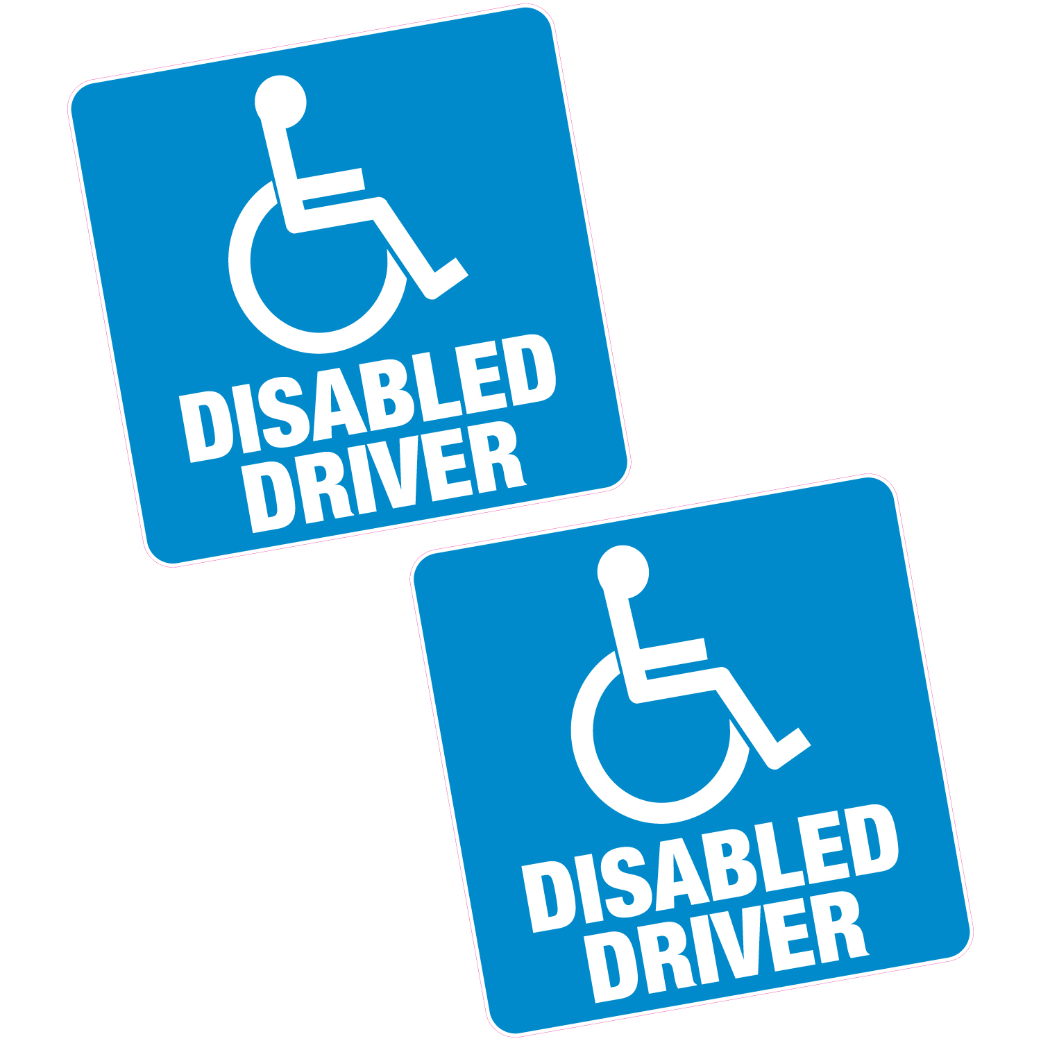 2 x Disabled DRIVER Blue Badge 4" 100mm Sq Vinyl Sticker Car Van Home Motability