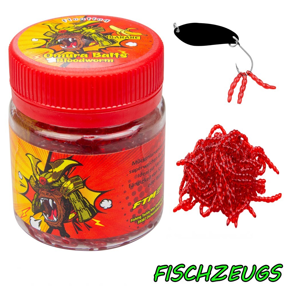 FTM Omura Baits Bloodworm Gummiköder Wurm Banane Mückenlarve Spoon Köder