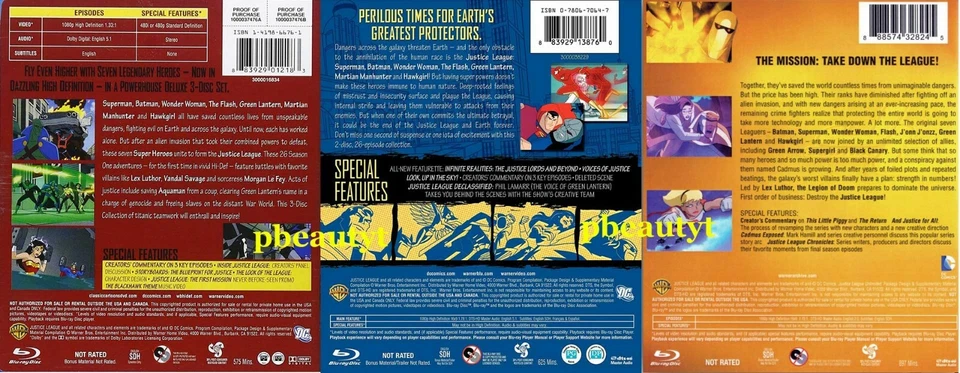 JUSTICE LEAGUE+Unlimited:The Complete Series 3 Blu-ray Sets Seasons 1 2 America Foto 2 de 4