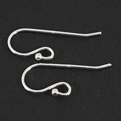 925 Sterling Silver 22mm x 8mm Long Wire Ball Earring Hooks For Making Earrings - Picture 2 of 12