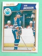 (1) DON JACKSON 1983-84 O-PEE-CHEE # 33 OILERS ROOKIE NM  CARD  (L0461)