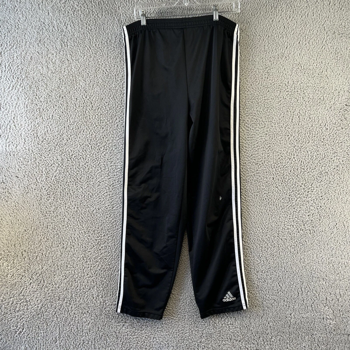 Vintage Adidas Track Pants Mens Medium Fit 34x32 Black Wide Leg Baggy 90s  Y2K