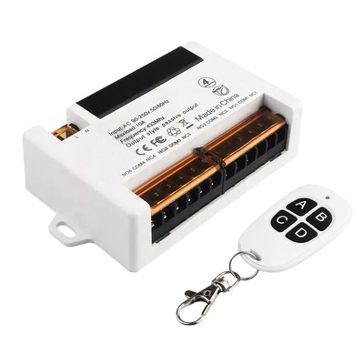 50m 4-Channel Wireless Relay Remote Control Switch Receiver 433Mhz RF 10A Relay