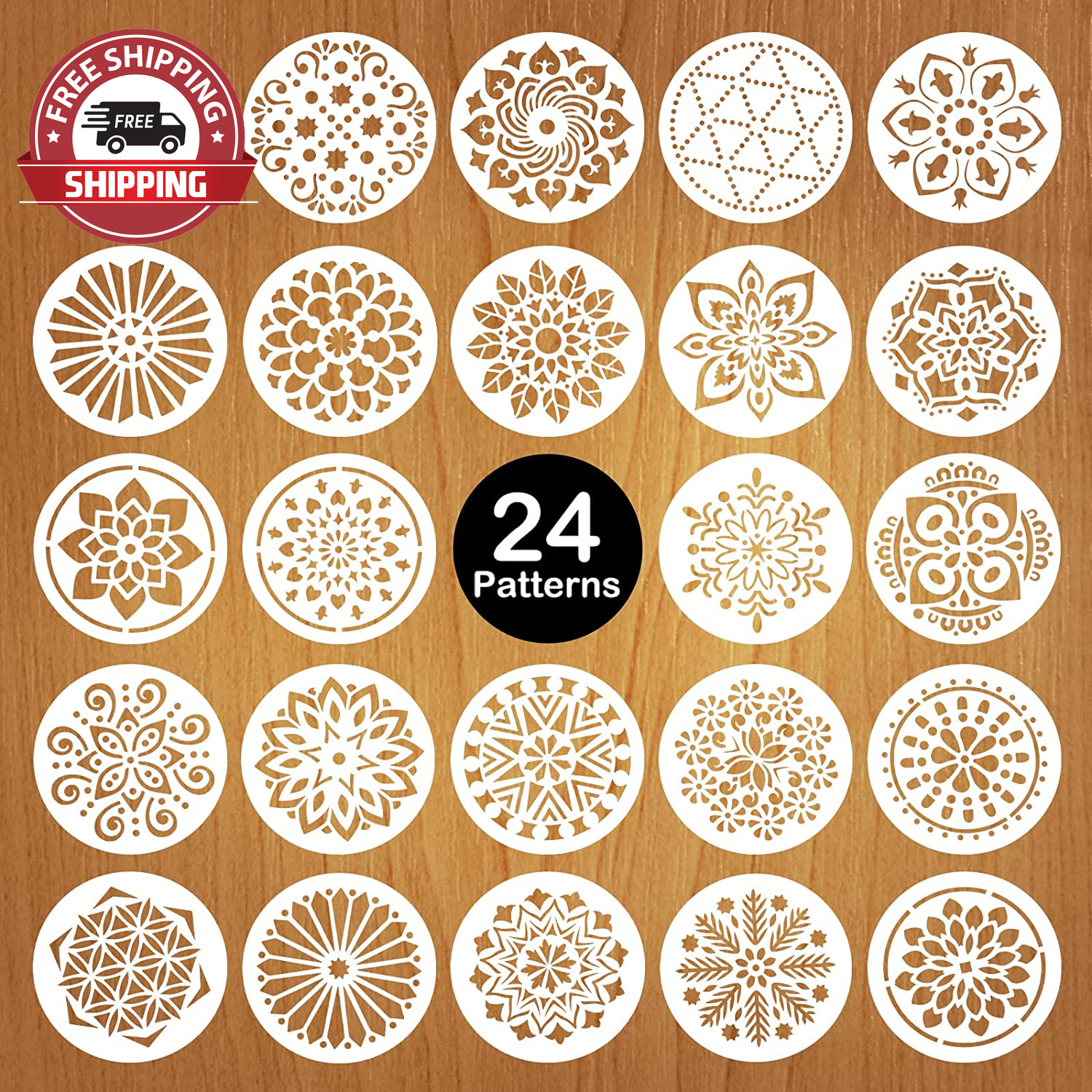 Mocoosy 24 Pack 5 Inch Mandala Stencils - Mandala Dot Painting Stencil  Template | eBay