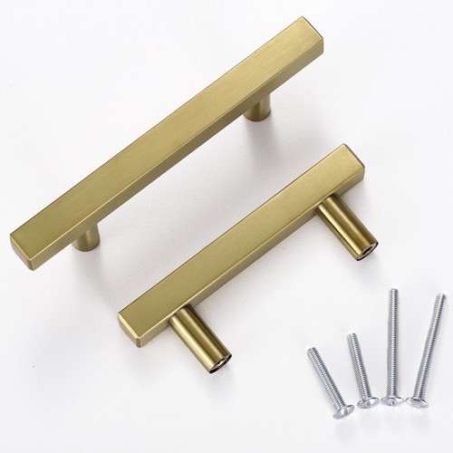 Stainless Steel Kitchen Square Cabinet Handles T Bar Drawer Pulls Black Gold US - Picture 14 of 15