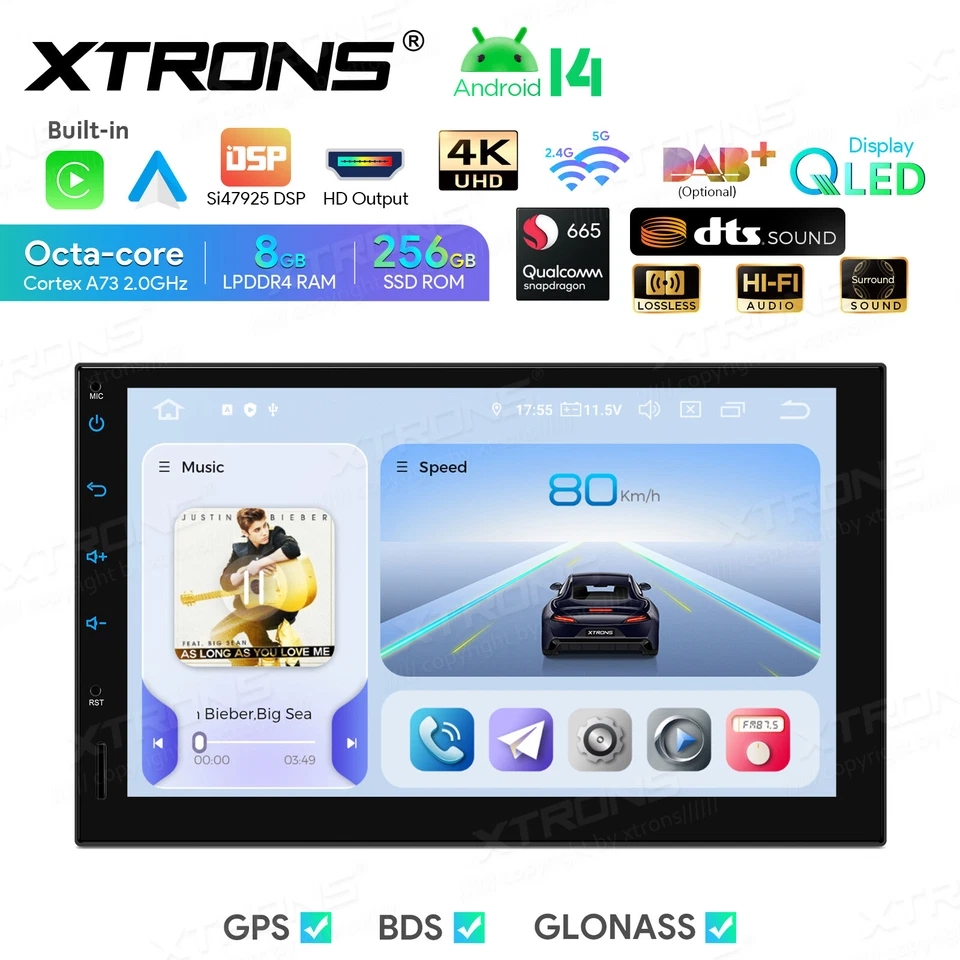 7" Android 14 Qualcomm 8Core 8+256GB Car Stereo GPS SatNav Radio DTS 4K WiFi USB - Image 4 of 4