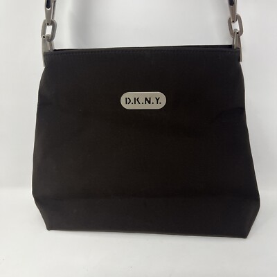 DKNY Logo Brown Nylon Crossbody Shoulder Bag Purse 10x9 NWOT