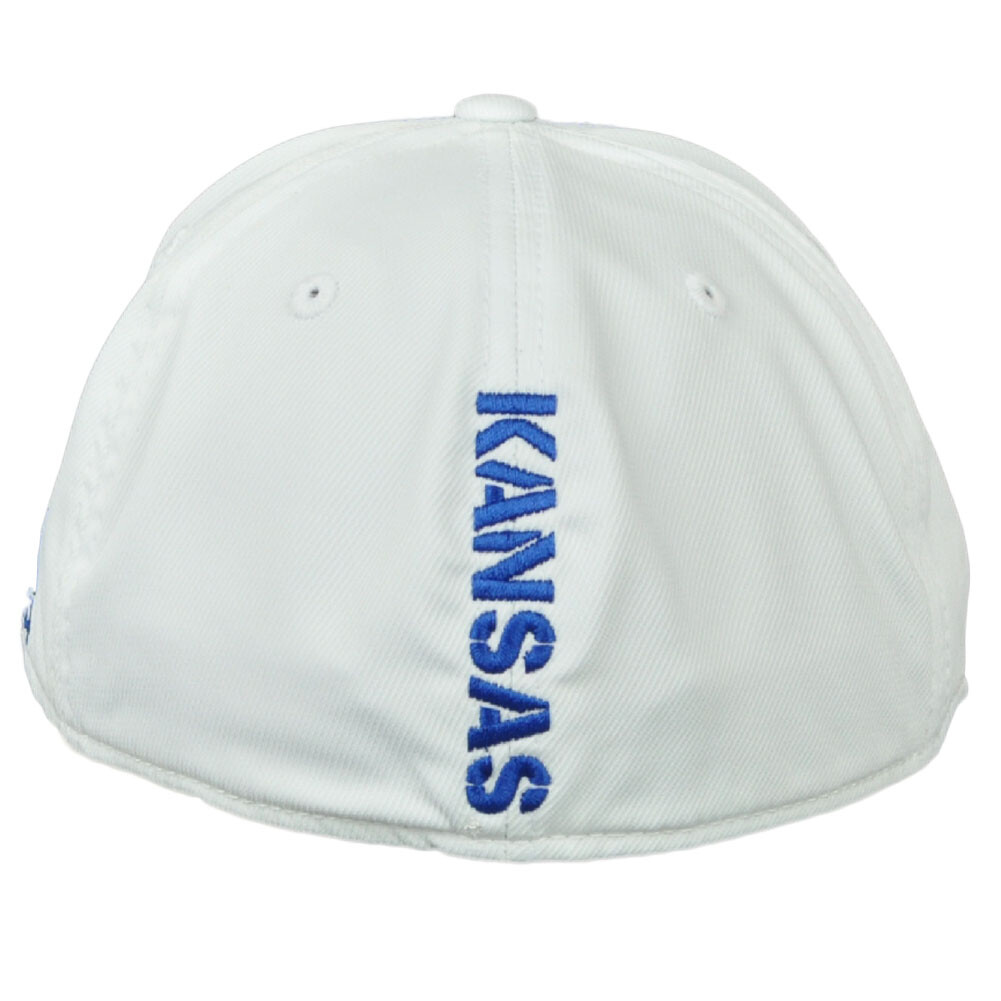 NCAA Adidas Kansas Jayhawks M824Z Flex Fit XLarge 2XLarge White Hat Cap Structu