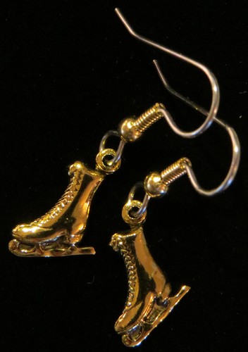 Eiskunstläufer Schlittschuh Ohrringe 24 Karat Goldplatte Schlittschuhe Wintersport Eisbahn - Bild 2 von 4