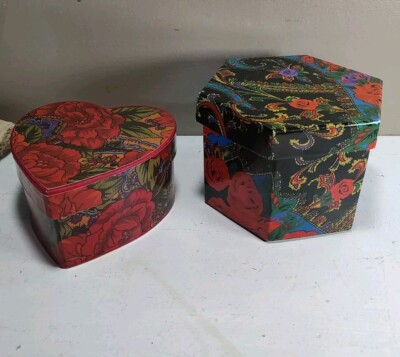 Victoria Secrets Gift Boxes Octagon & Heart Shape With A Rose Floral...