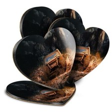 4x Heart MDF Coasters - Off Roading Quad ATV Dirt Car  #12631
