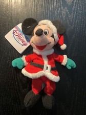 Disney Store  Santa Mickey  Christmas Mini Bean Bag Plush 7   NWT 