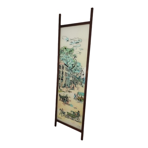 Acrylic Room Divider Screen Wood Frame Vintage Hand Painted English Victorian 