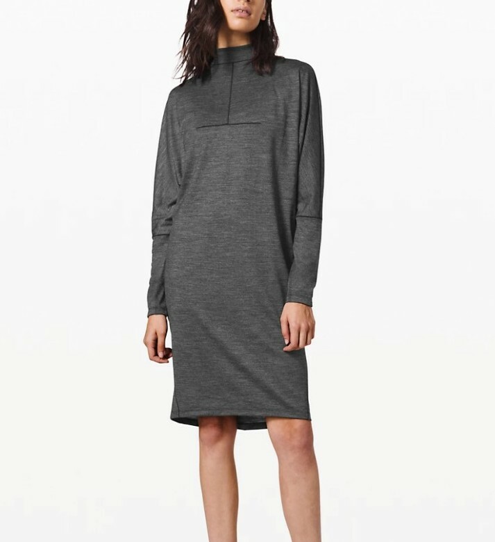 lululemon dress long sleeve All Aligned Ribbed Long-Sleeve Midi - Olive Brown but make it luxe Lululemon Ribbed Long-Sleeve Dress, White