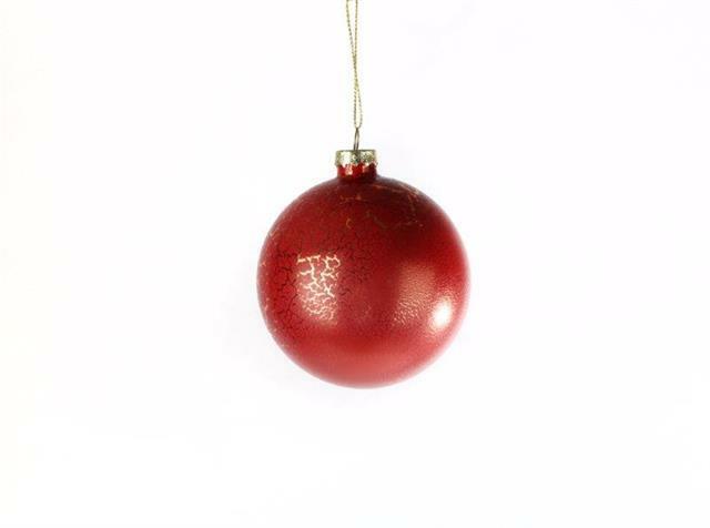 Jingles 8cm Blush Crackle Glass Christmas Bauble