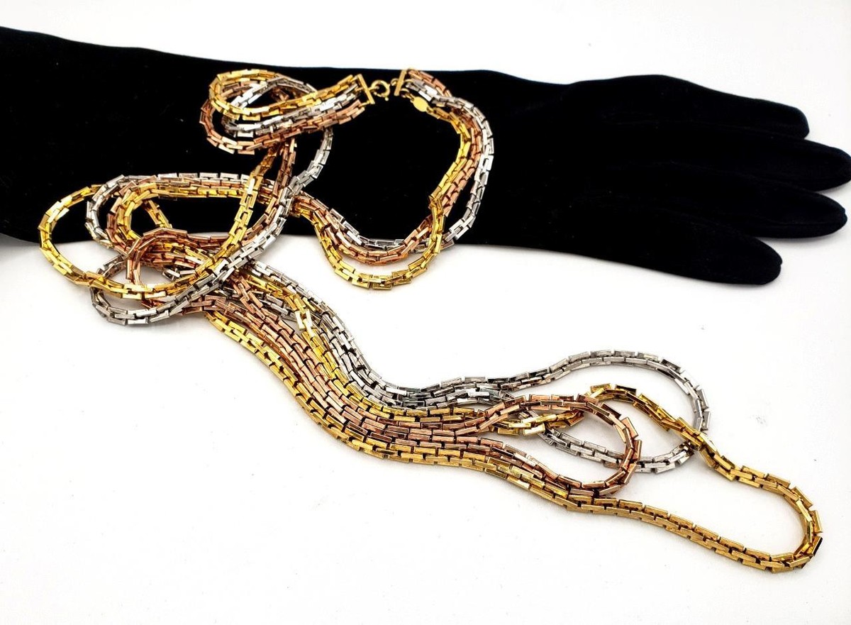 Grosse❁5連ネックレス❁GERMANY1975 1975 HENKEL & GROSSE Germany Necklace Liquid TriTone Slinky