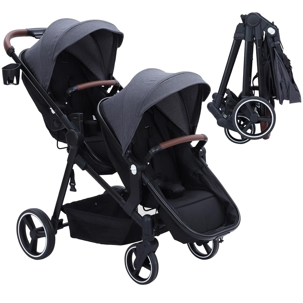 Double Stroller Track Tandem Stroller for Infant and Toddler