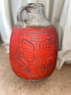 Rare 70´s design Carstens Keramik vase  prehistoric cave painting pattern 157-40