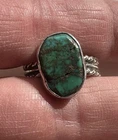 Vintage Southwestern Turquoise Sterling Silver Ring Size 8.5 - 8.75 signed HJW