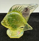 Fenton Topaz Vaseline Uranium Glass Fish Sunfish Figurine Glows SUNFISH IRIDIZED